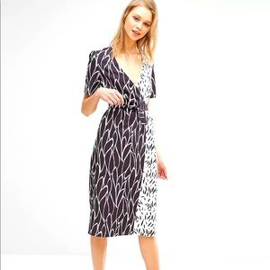 Alter by ASOS Tall Wrap Front MIDI Dress In Mix Print Size 12